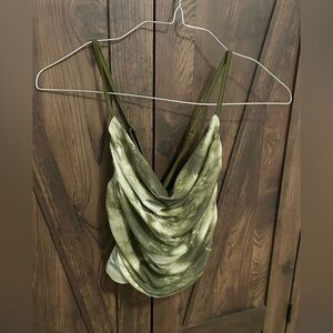 Olive Tie-Dye Draped Top